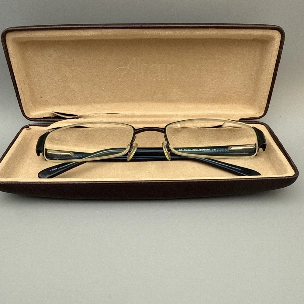 Altair Genesis Eyeglass Frames ALTAIR Midnight SemiRimless Model 2042 & Case HOT